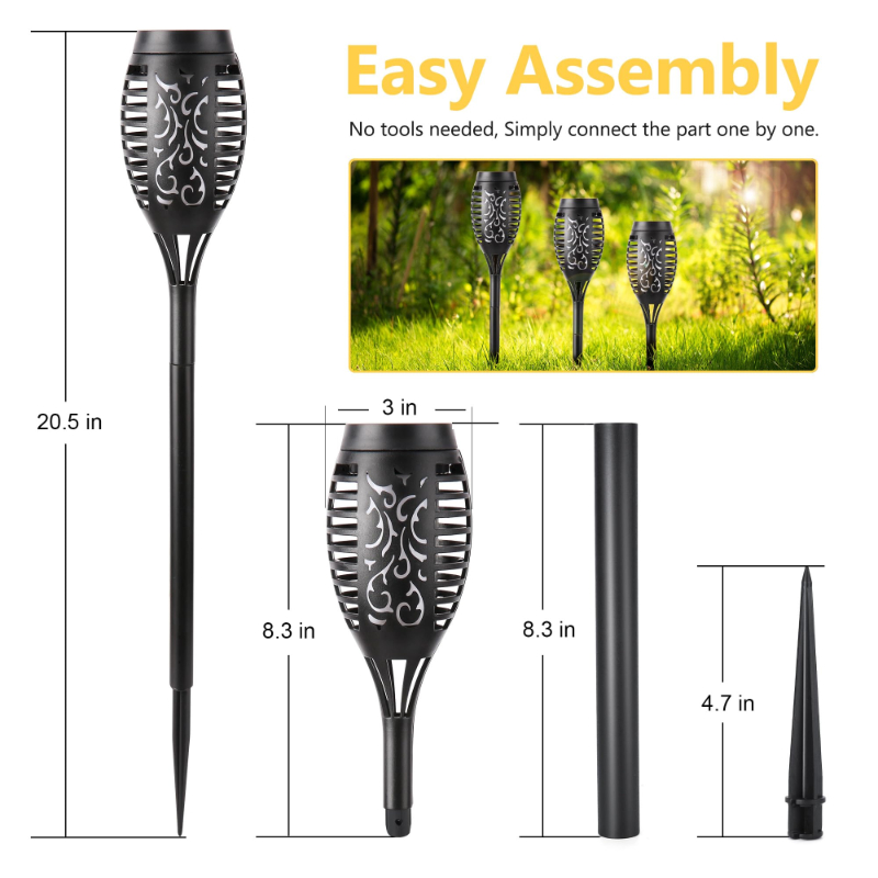 Halloween Outdoor Solar Flickering Flame Torch Lights Waterproof Garden Yard Pathway Decor	SKAZ018