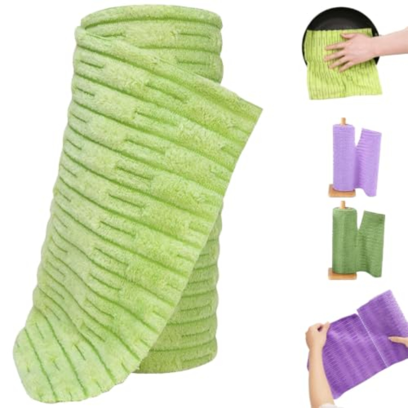 Tearable Microfiber Cleaning Cloth Roll, Reusable Lazy Dish Towels, Super Absorbent Lint‑Free Kitchen Rags for Oil & Furniture