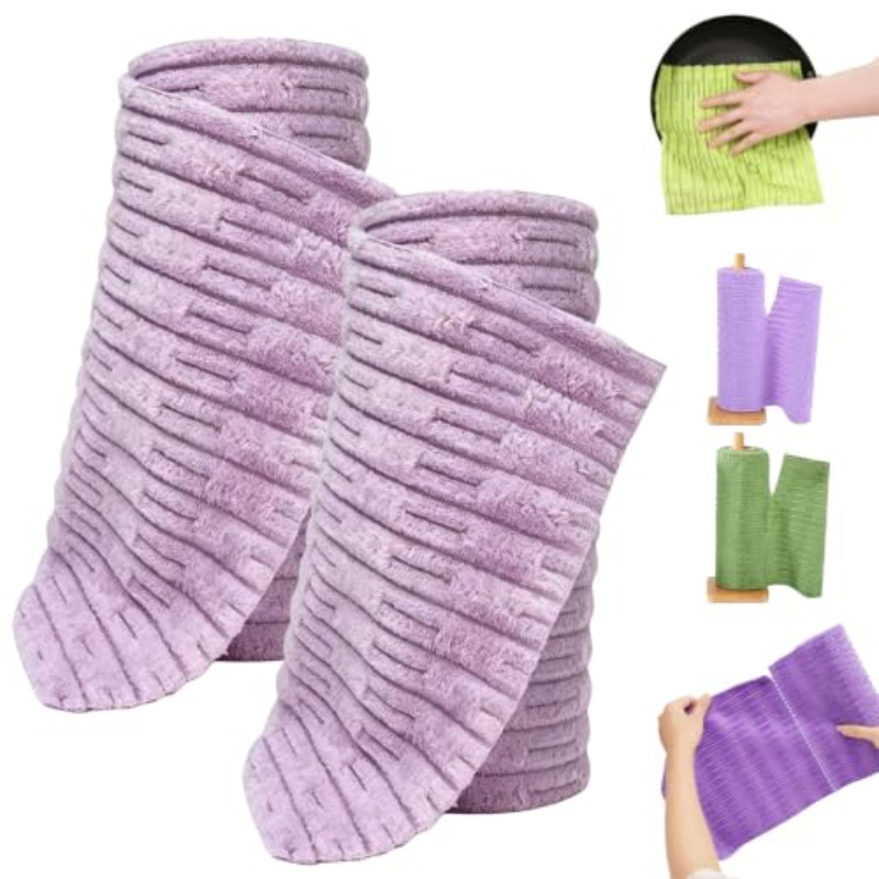 Tearable Microfiber Cleaning Cloth Roll, Reusable Lazy Dish Towels, Super Absorbent Lint‑Free Kitchen Rags for Oil & Furniture