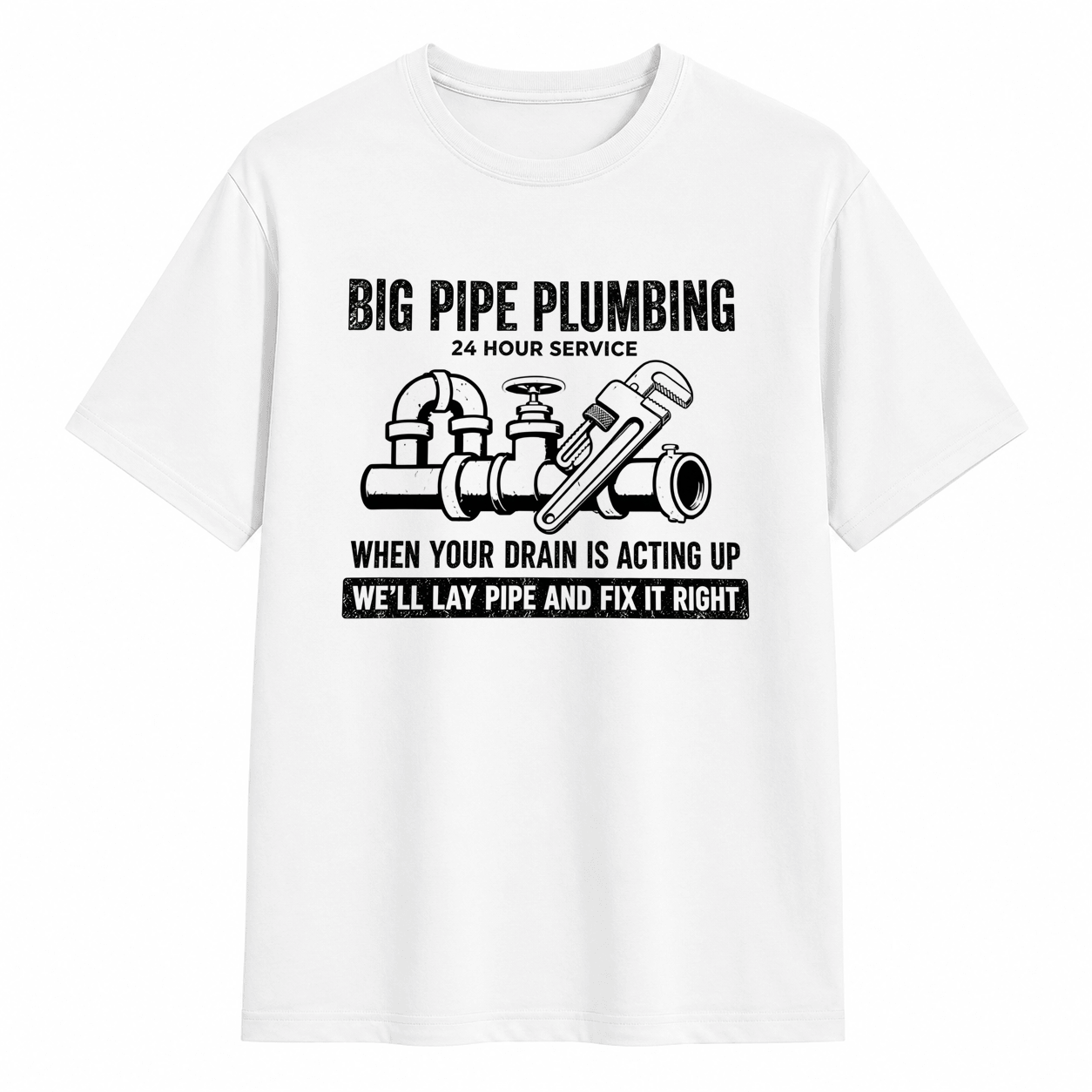 Big Pipe Plumbing Funny Plumber Vintage Graphic Tee