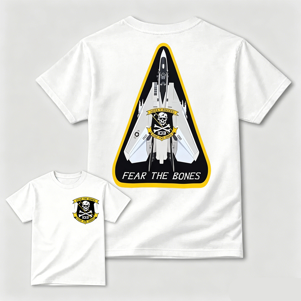 F14 Tomcat VFA-103 Jolly Rogers Skull Crossbones Military Aviation Tee	