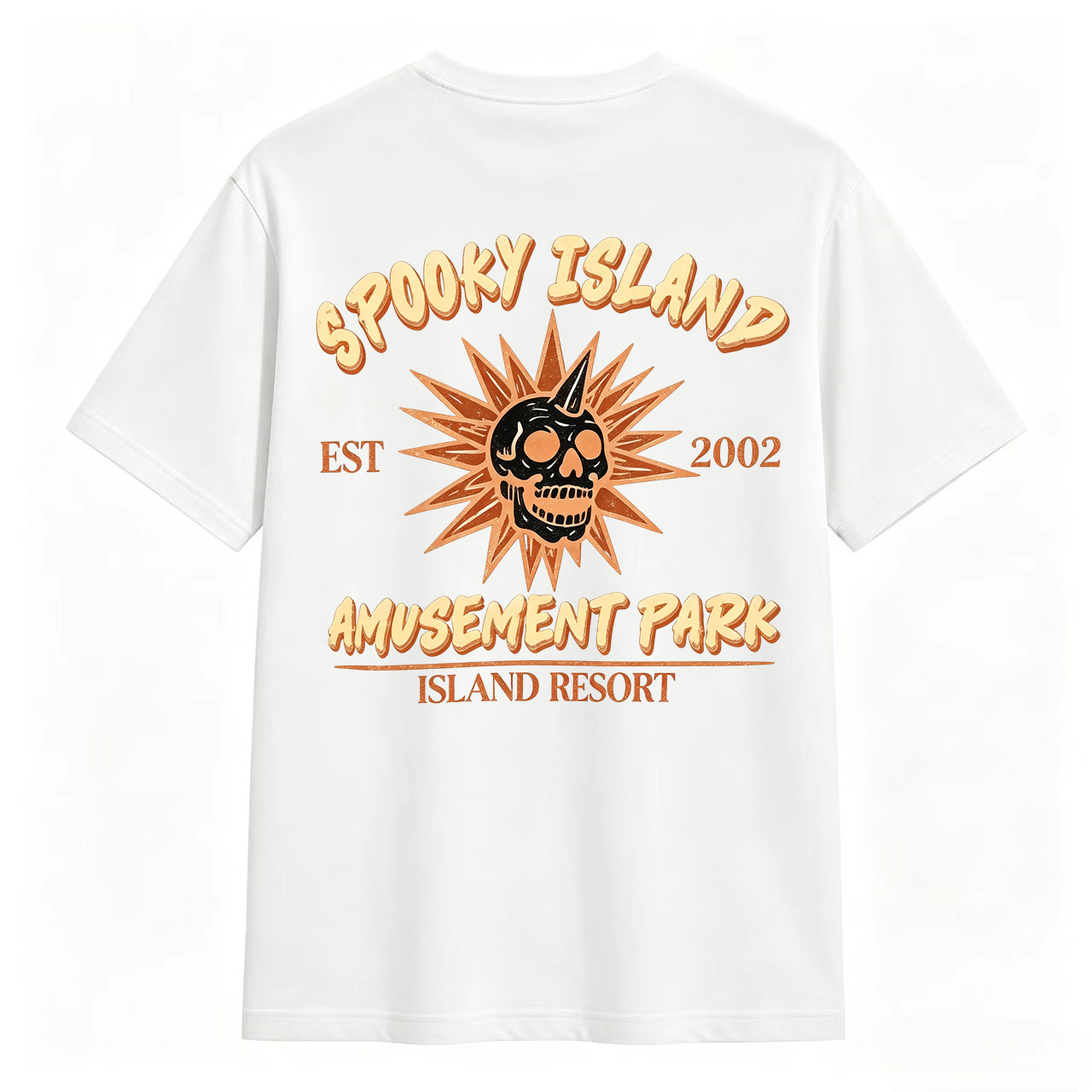 Spooky Island Amusement Park EST 2002 Skull Vintage Horror Graphic T-Shirt	