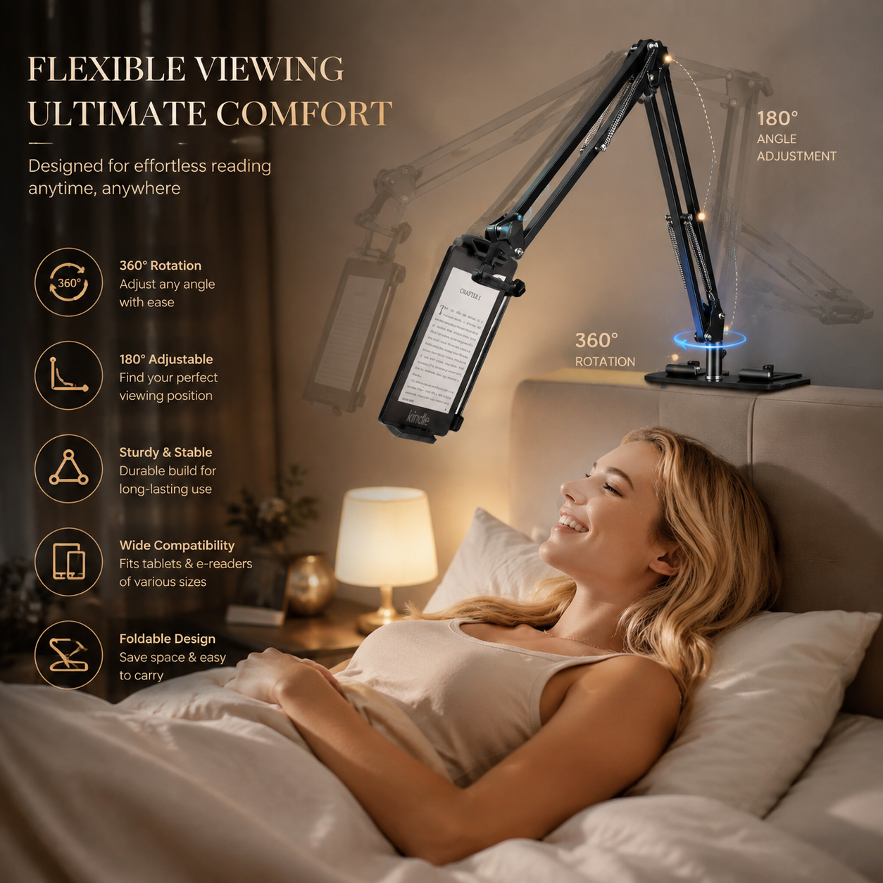 🔥Best Sellers Overhead Bed Phone Tablet Holder | Lazy Long Arm Cell Phone Mount for Bed