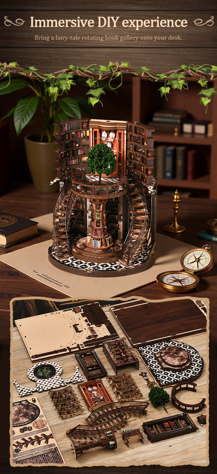 Wisdom Rings Library touch light and openable doors