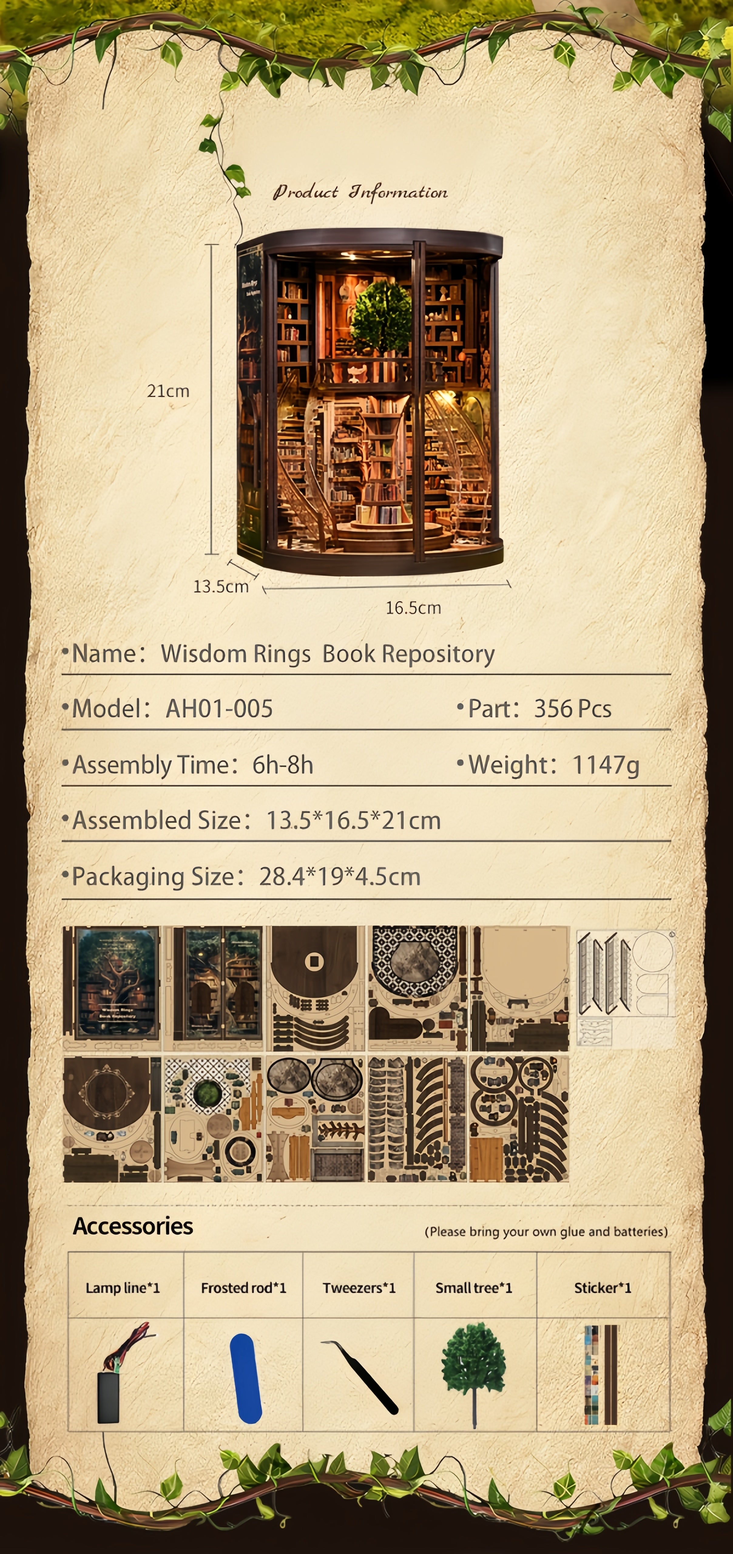 Wisdom Rings Library gift scene and product information