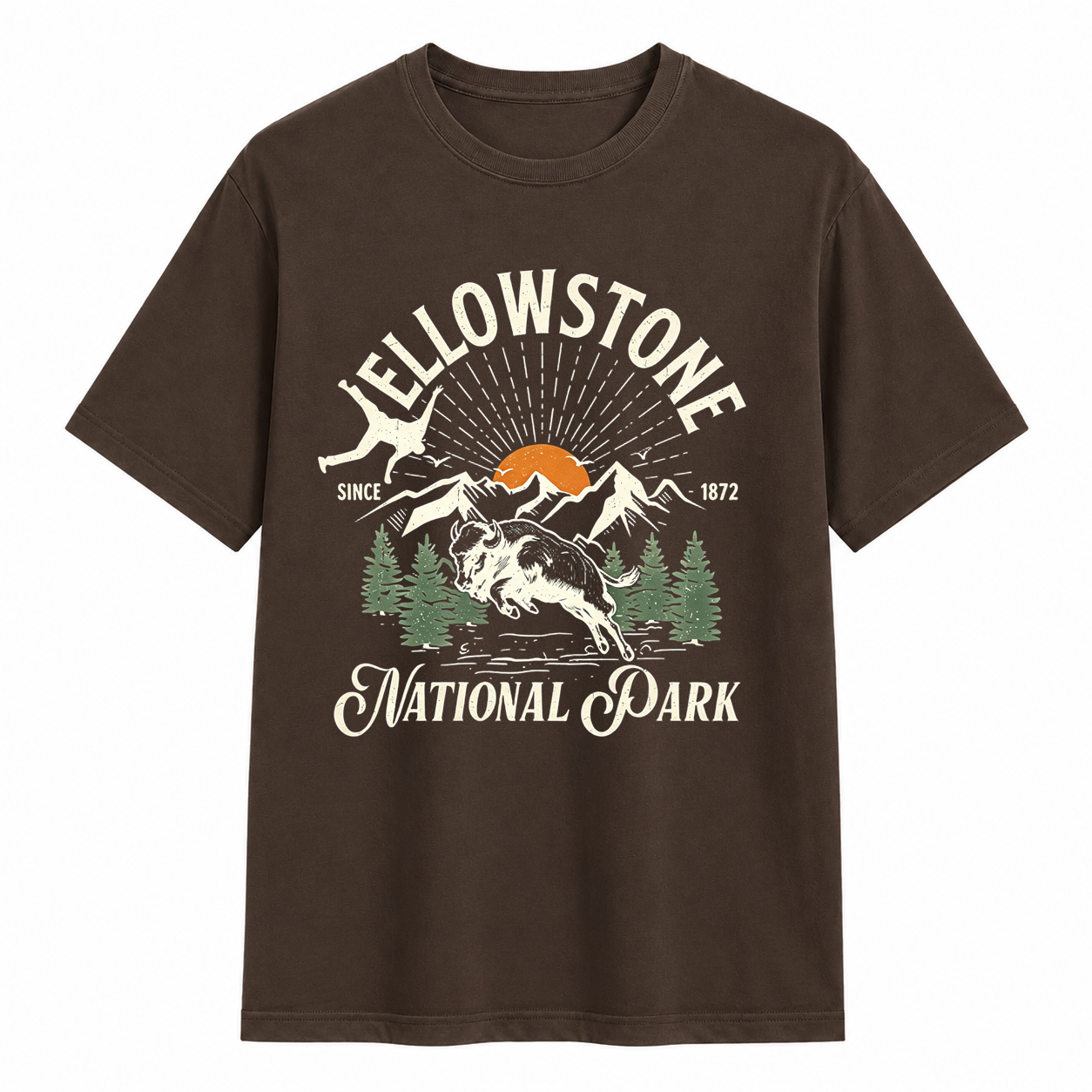 Yellowstone National Park Vintage Buffalo Graphic T-Shirt Retro Wildlife Tee