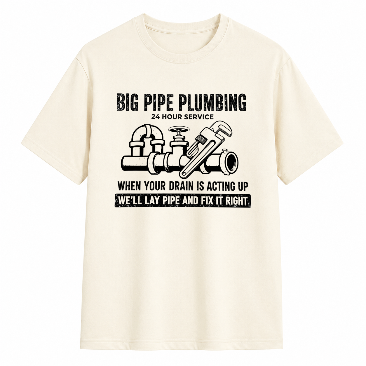 Big Pipe Plumbing Funny Plumber Vintage Graphic Tee