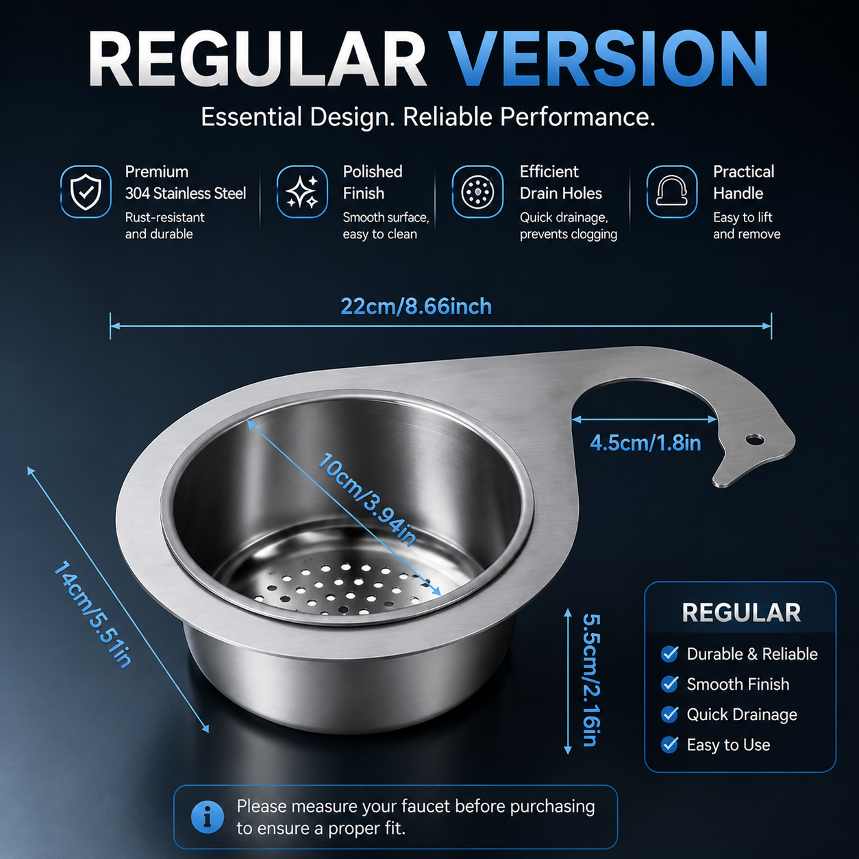 Swan‑Shaped Faucet‑Hanging Stainless Steel Sink Strainer	