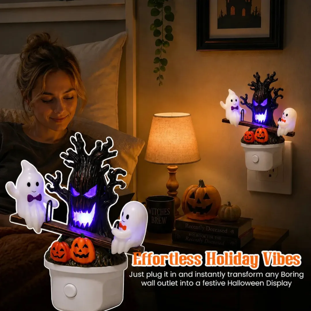 🔥HOT SALE UP TO 49% OFF 🎃👻 Animated Seesaw Ghost Plug-In LED Night Light