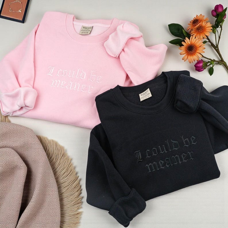 I Could Be Meaner Embroidered Sweatshirt: Spicy Attitude, Confident Style