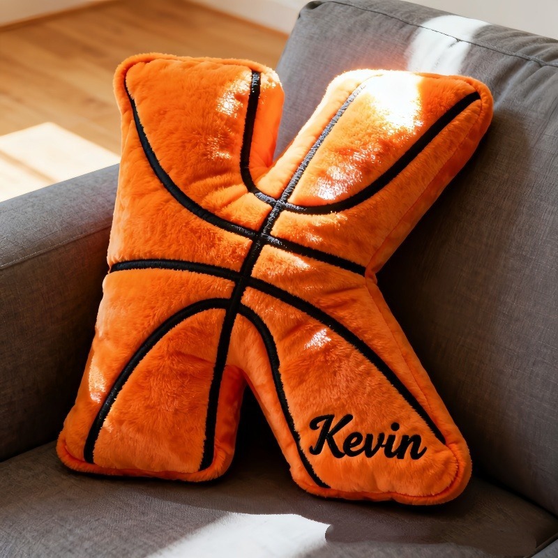 Personalized Graphic3dprint Basketball Letter Shaped Pillow With Custom Name For Sports Fans