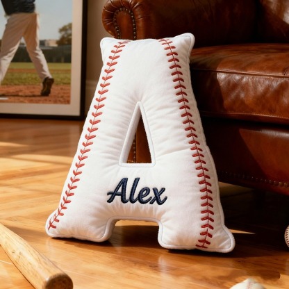 Personalized Baseball Letter Pillow With Custom Name For Sports Fans
