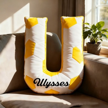 Personalized Soccer Ball Letter Pillow With Custom Name Design