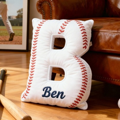 Personalized Baseball Letter Pillow With Custom Name For Sports Fans