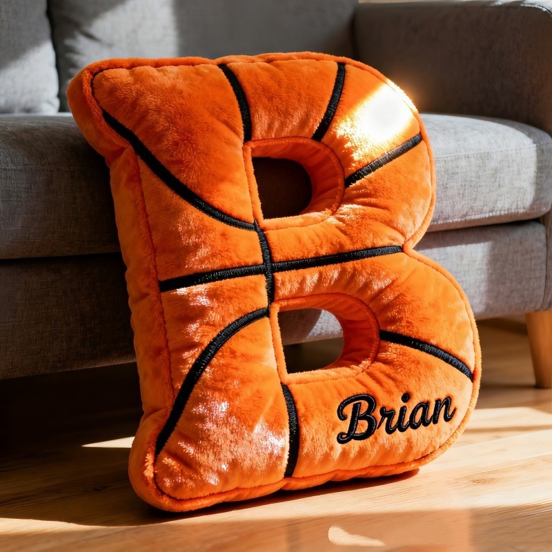 Personalized Graphic3dprint Basketball Letter Shaped Pillow With Custom Name For Sports Fans