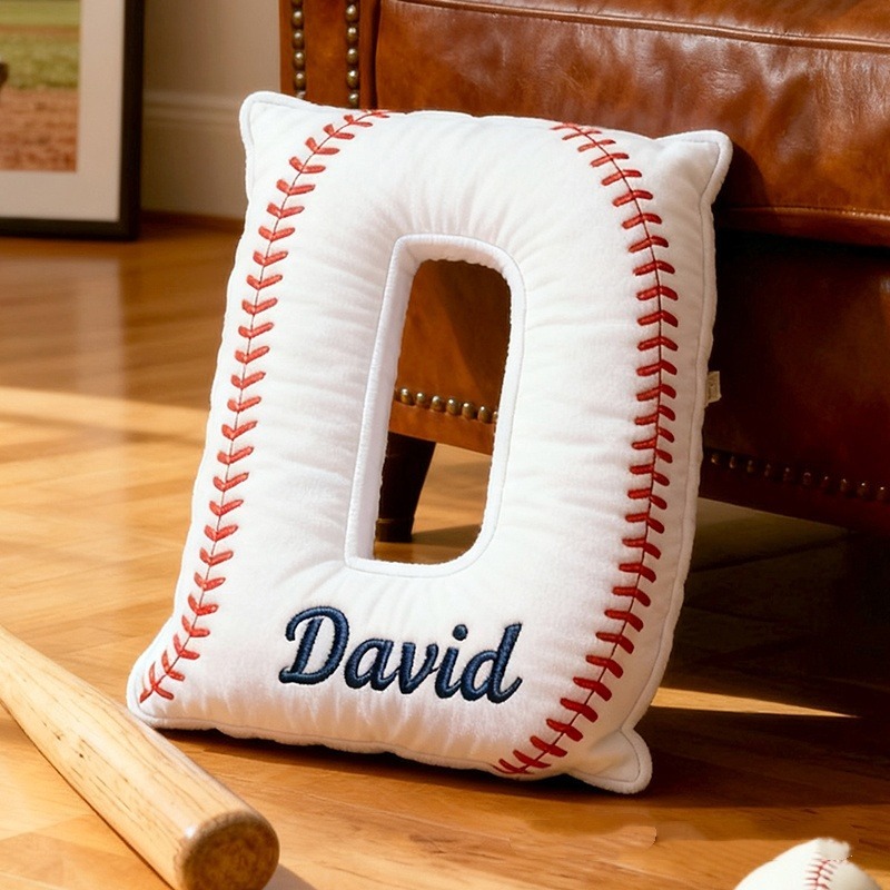 Personalized Baseball Letter Pillow With Custom Name For Sports Fans