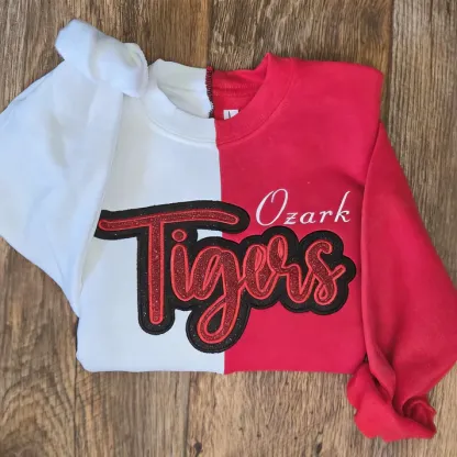 Custom Glitter Embroidered Two Tone Sweatshirt