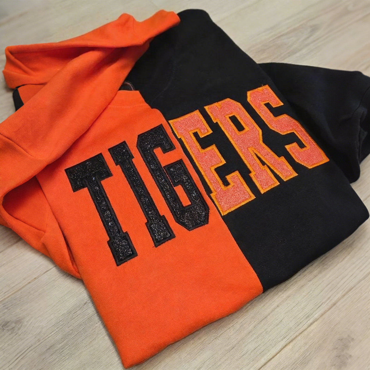 Custom Glitter Embroidered Two Tone Sweatshirt