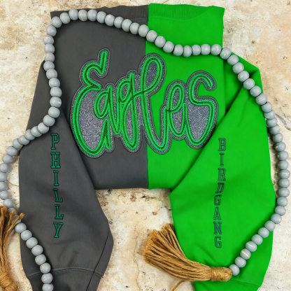 Custom Glitter Embroidered Two Tone Sweatshirt