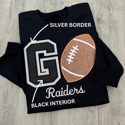 Custom Go Football Glitter Embroidered Sweatshirt