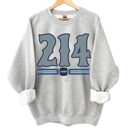 Vintage Area Code Football Sport Grey Sweatshirt, Retro 90s Graphic Style All Teams Football Shirt