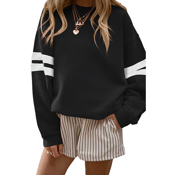 Double-Stripe Game Day Sweatshirt – Sporty, Cozy & Totally Trendy