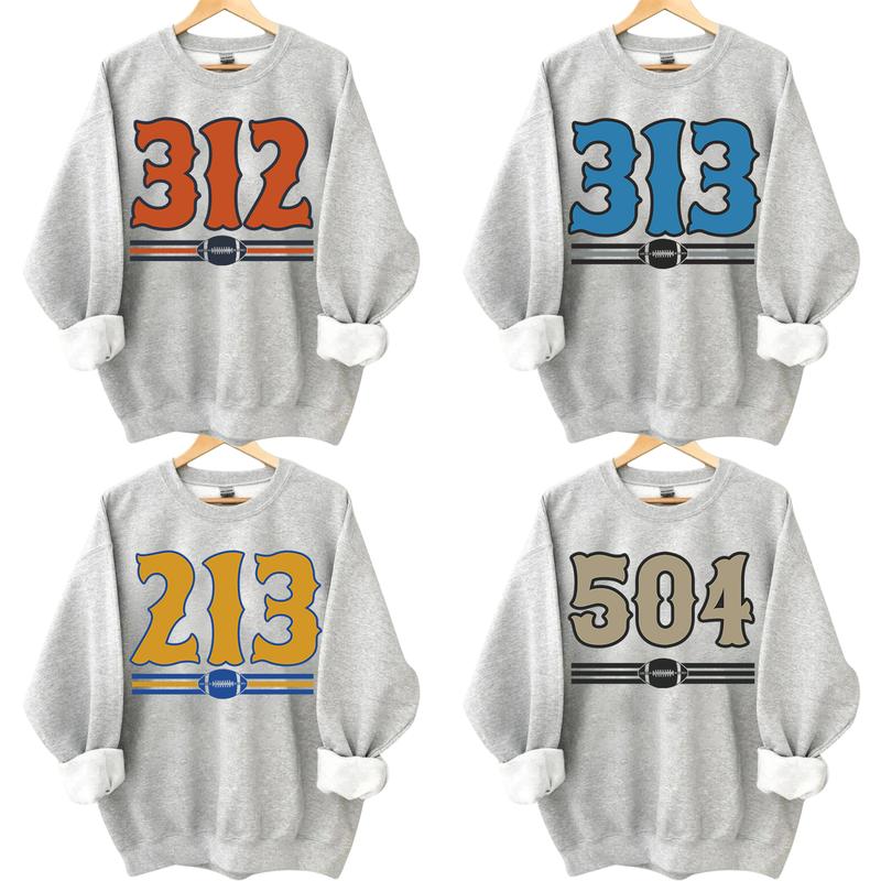 Vintage Area Code Football Sport Grey Sweatshirt, Retro 90s Graphic Style All Teams Football Shirt