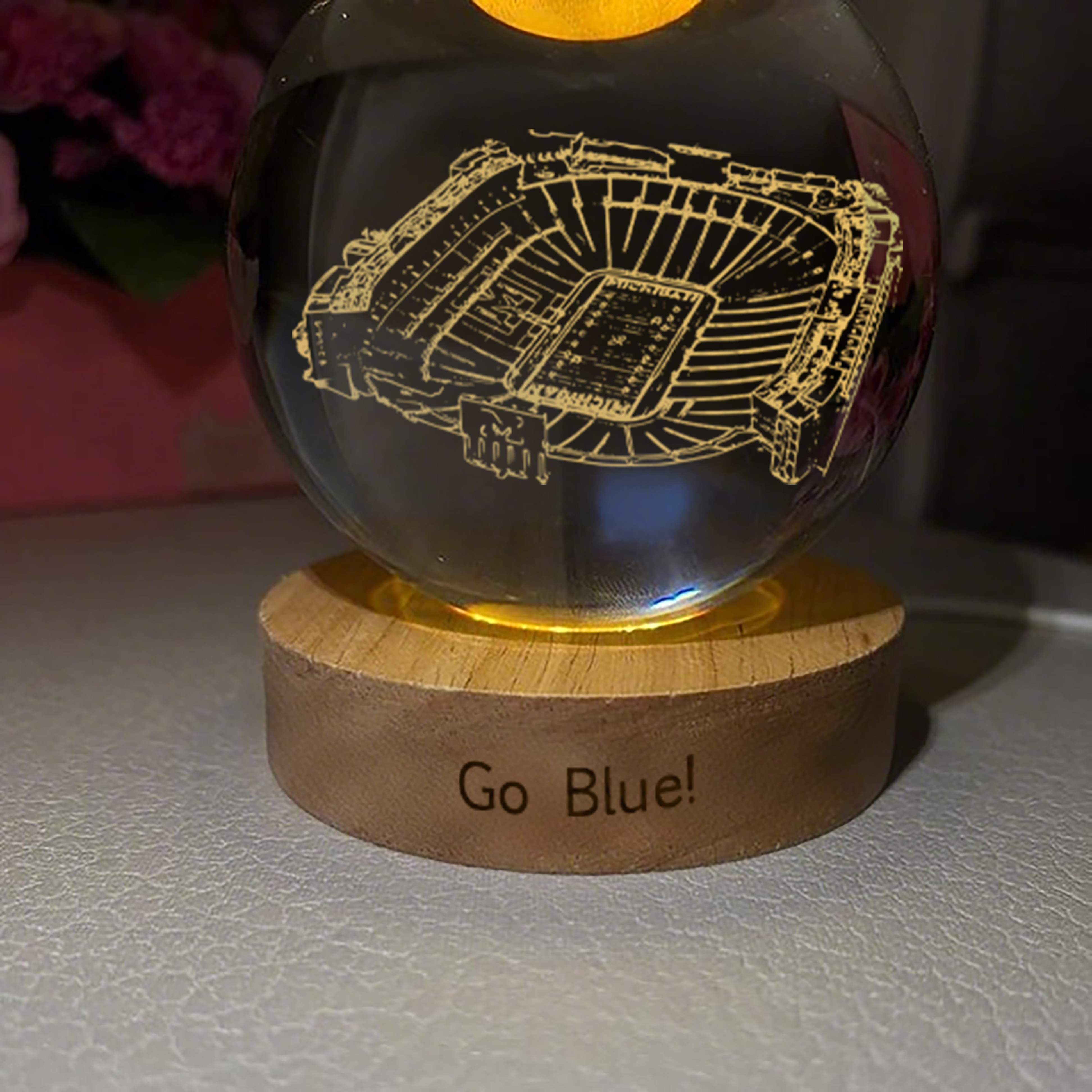 Michigan Stadium 3D Spherical Crystal Lamp