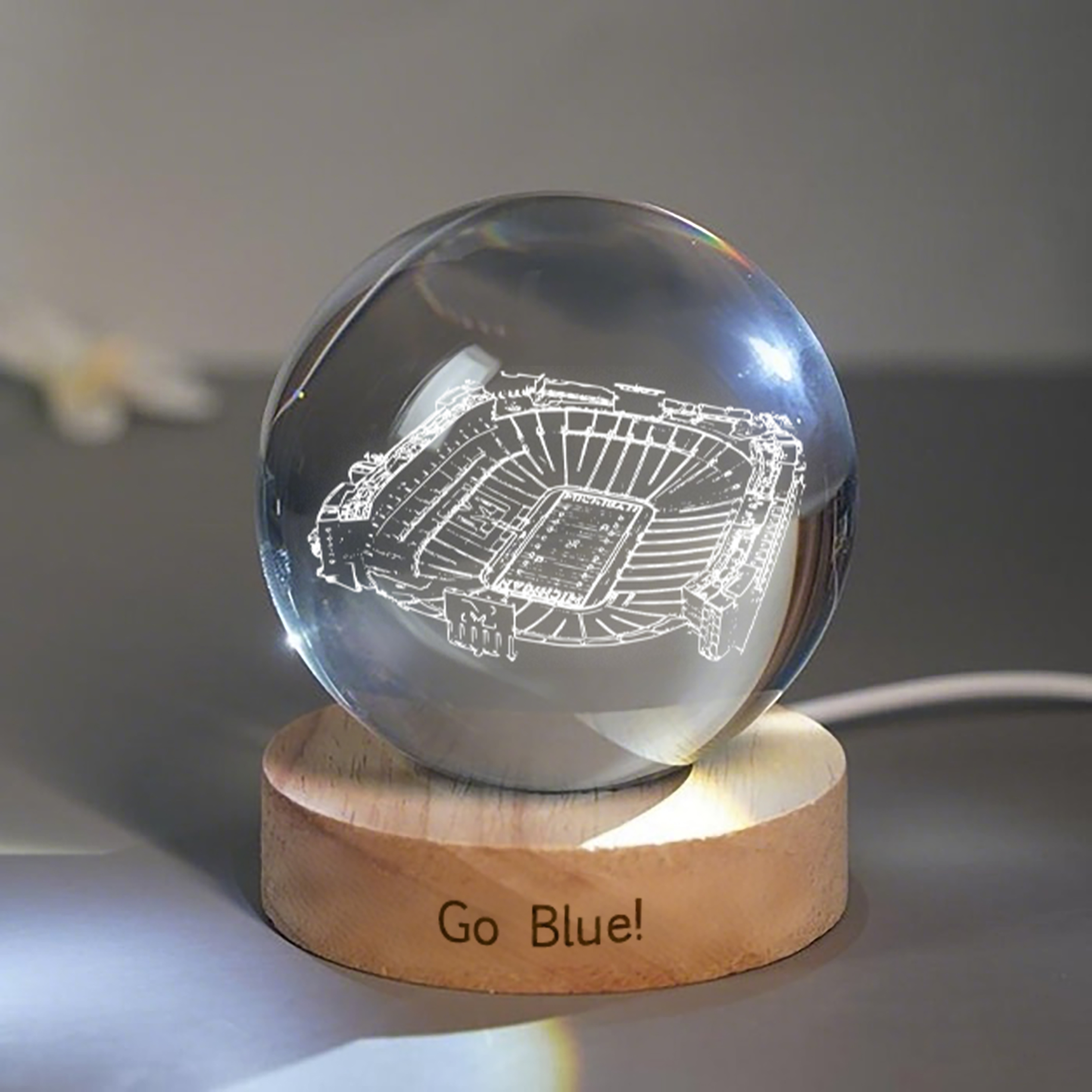 Michigan Stadium 3D Spherical Crystal Lamp