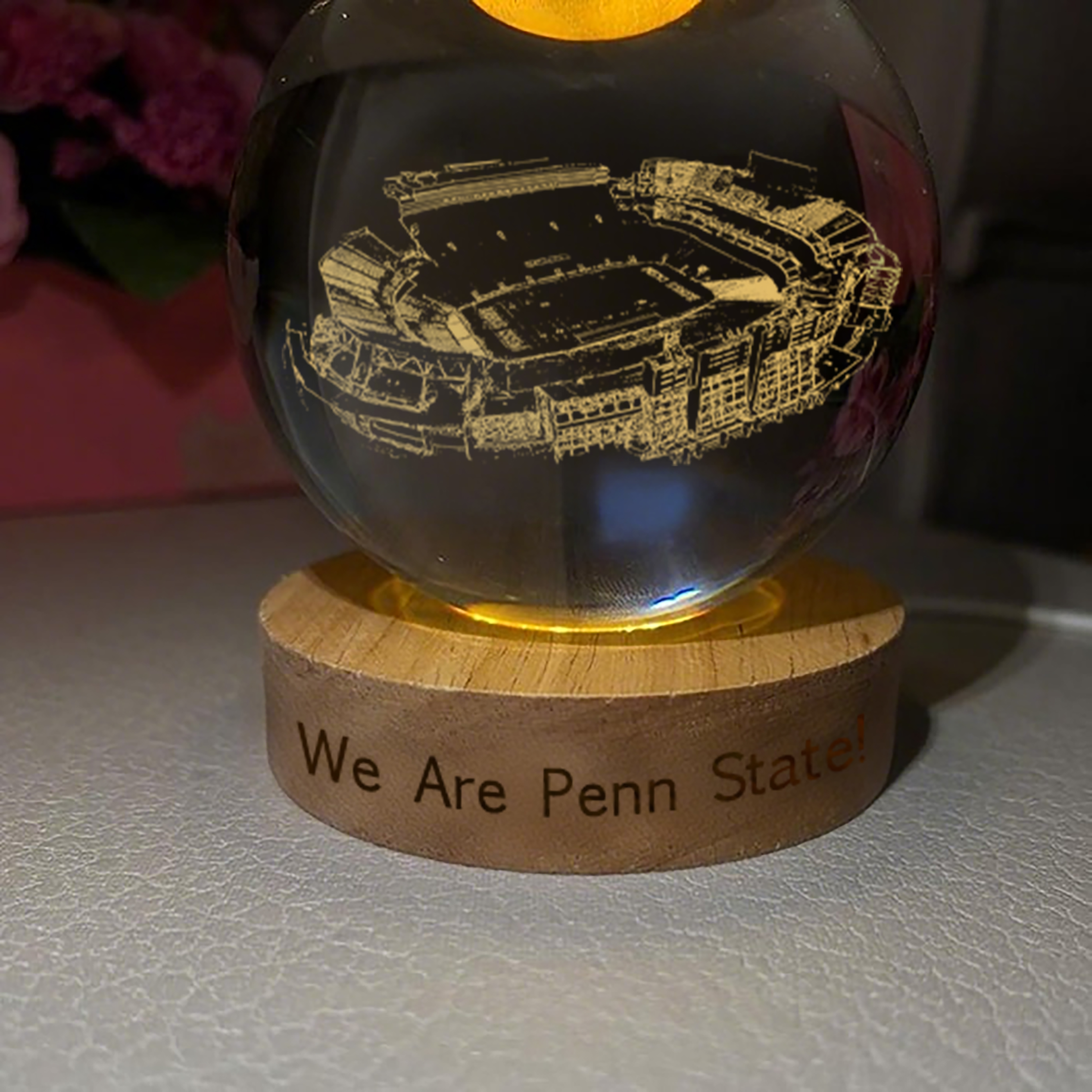 Beaver Stadium 3D Spherical Crystal Lamp