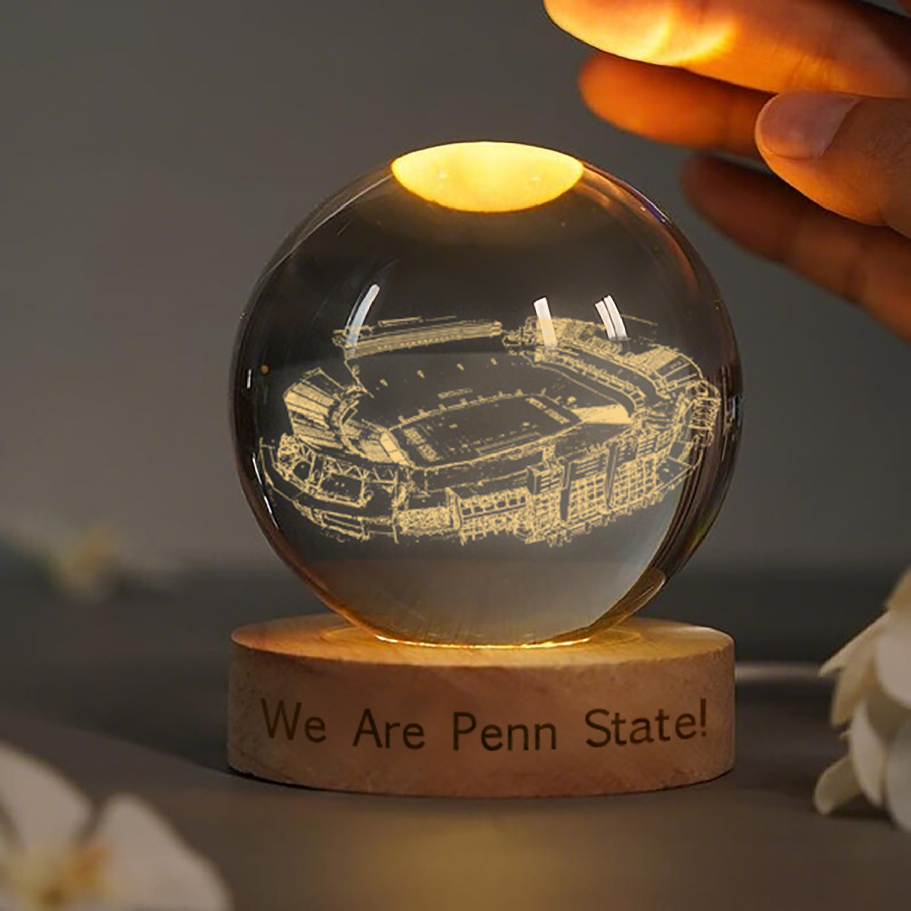 Beaver Stadium 3D Spherical Crystal Lamp
