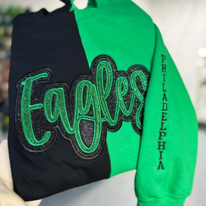 Custom Glitter Embroidered Two Tone Sweatshirt