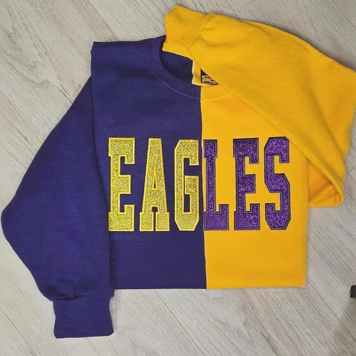 Custom Glitter Embroidered Two-Tone Sweatshirt