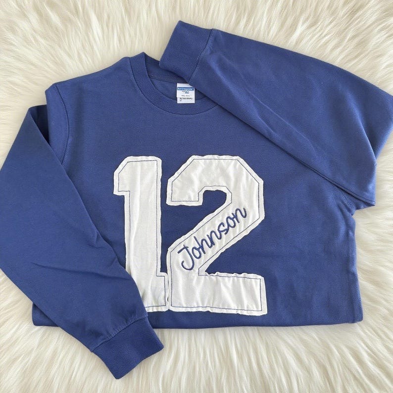 Custom Sports Number Embroidered Crewneck | Personalized Team or Player Name Sweatshirt
