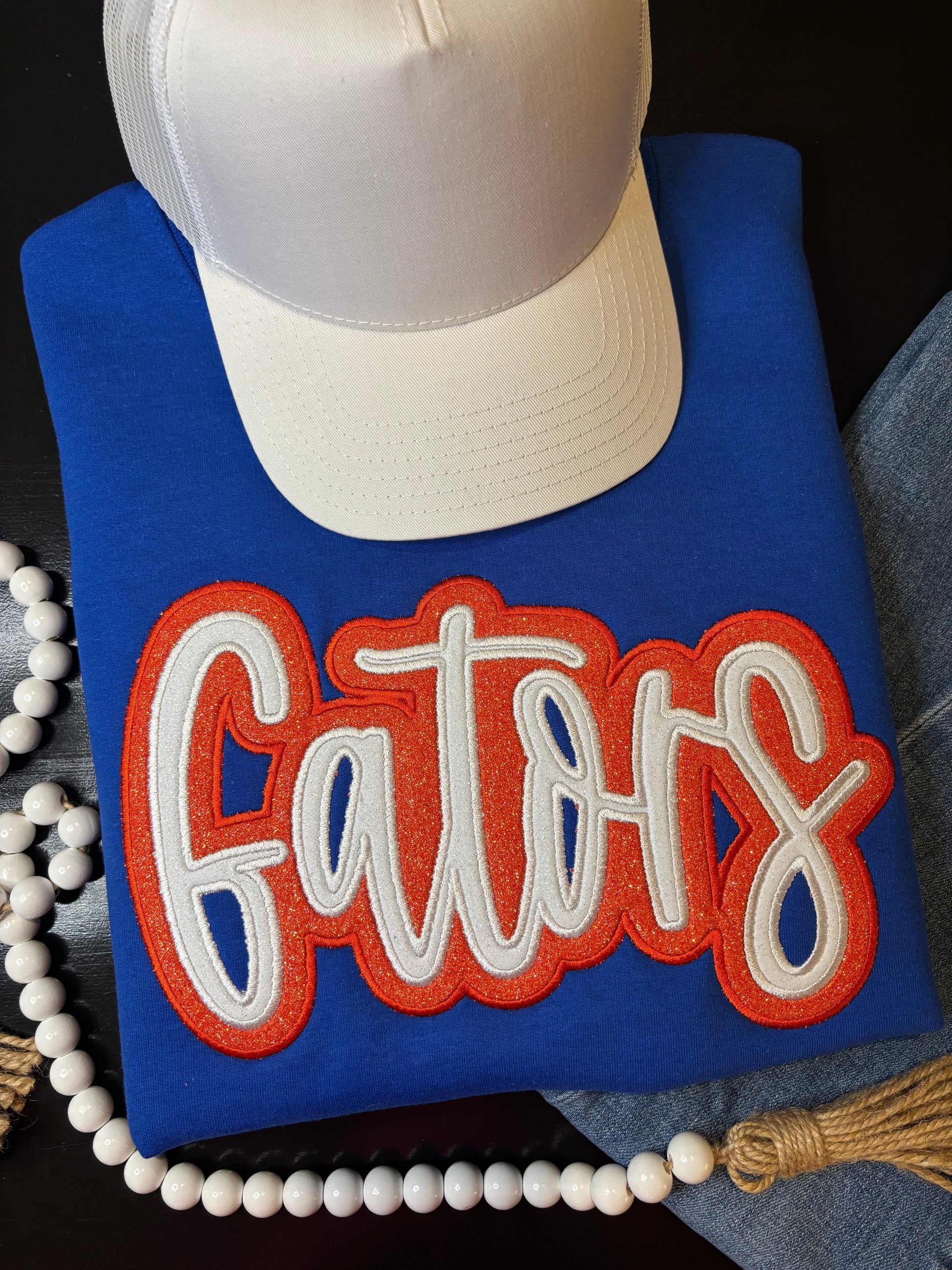 Custom Double Glitter Applique Sweatshirt