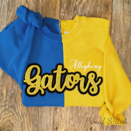 Custom Glitter Embroidered Two Tone Sweatshirt