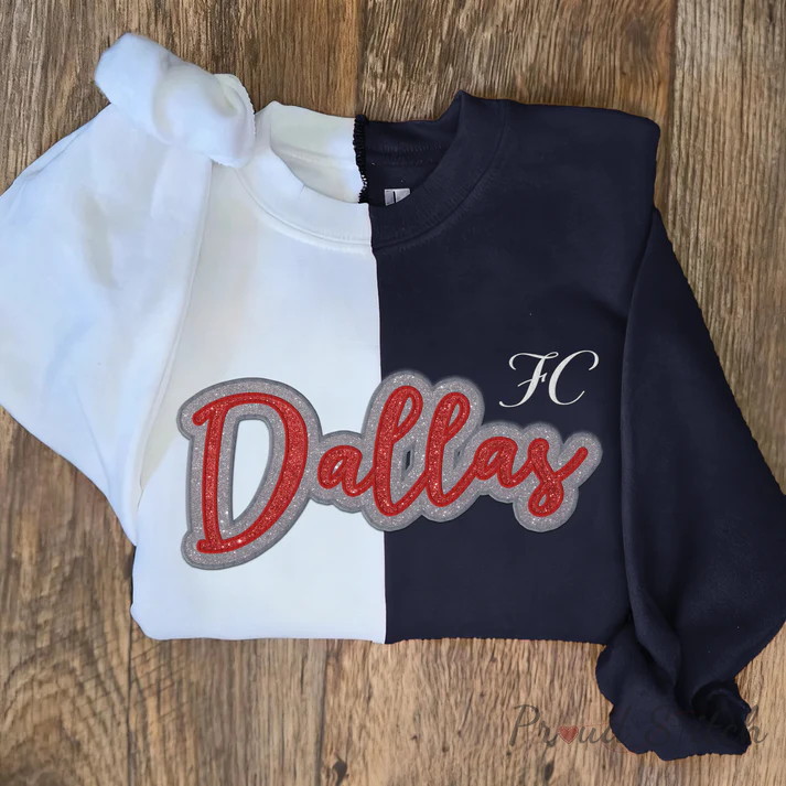 Custom Glitter Embroidered Two Tone Sweatshirt