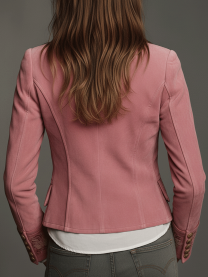 Vintage Double-Breasted Suede Embroidery Jacket