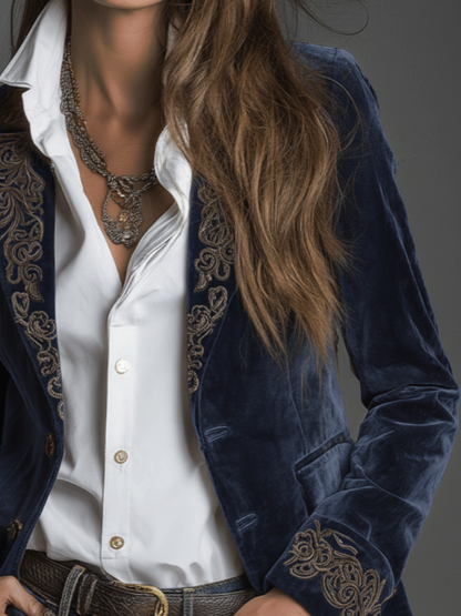 Midnight Velvet Embroidered Blazer