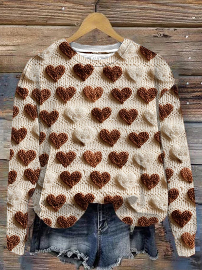 Valentine's Day Casual Love Print Knitted Sweater