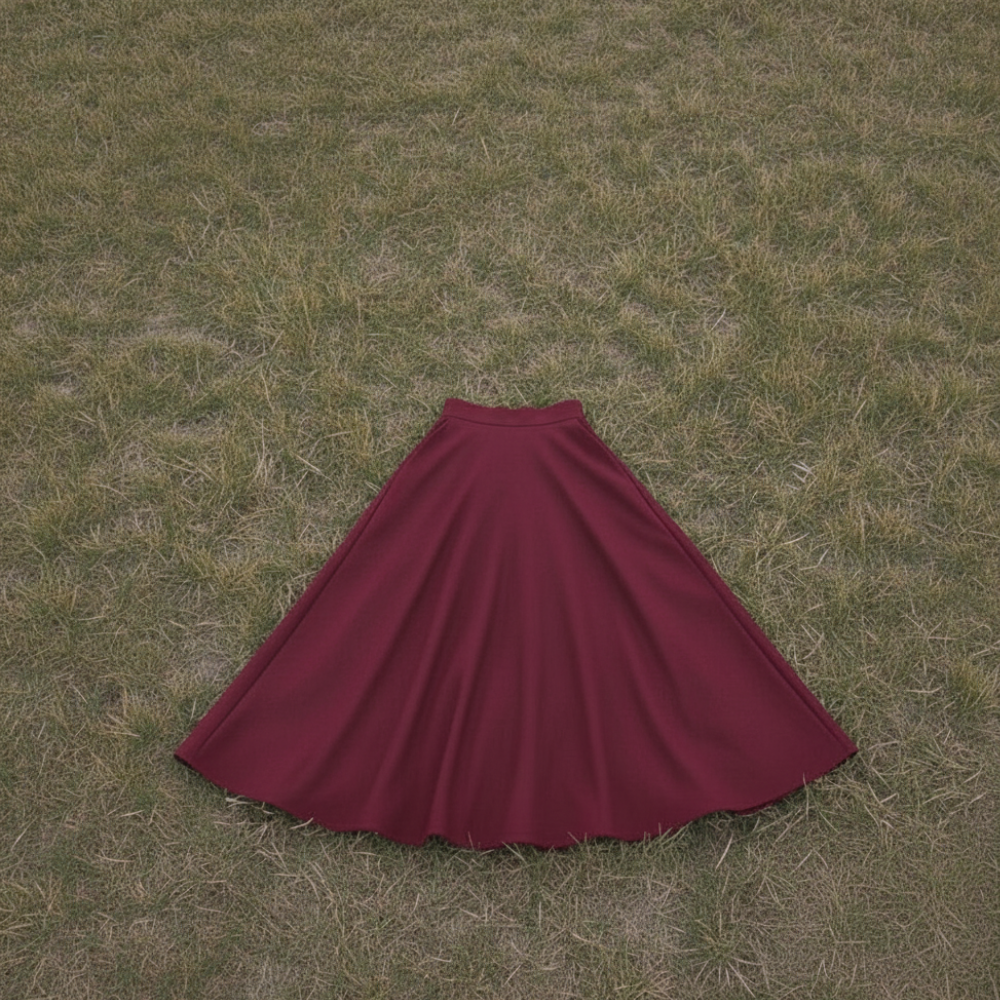 Stylish Burgundy High-Waist Pleated Skirt with Pockets for Women - Elegant Full-Length Fashionable Skirt for Casual or Formal Wear