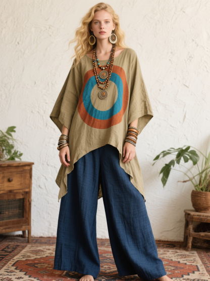 Blue Orange Ring Creative Retro Style Loose Set