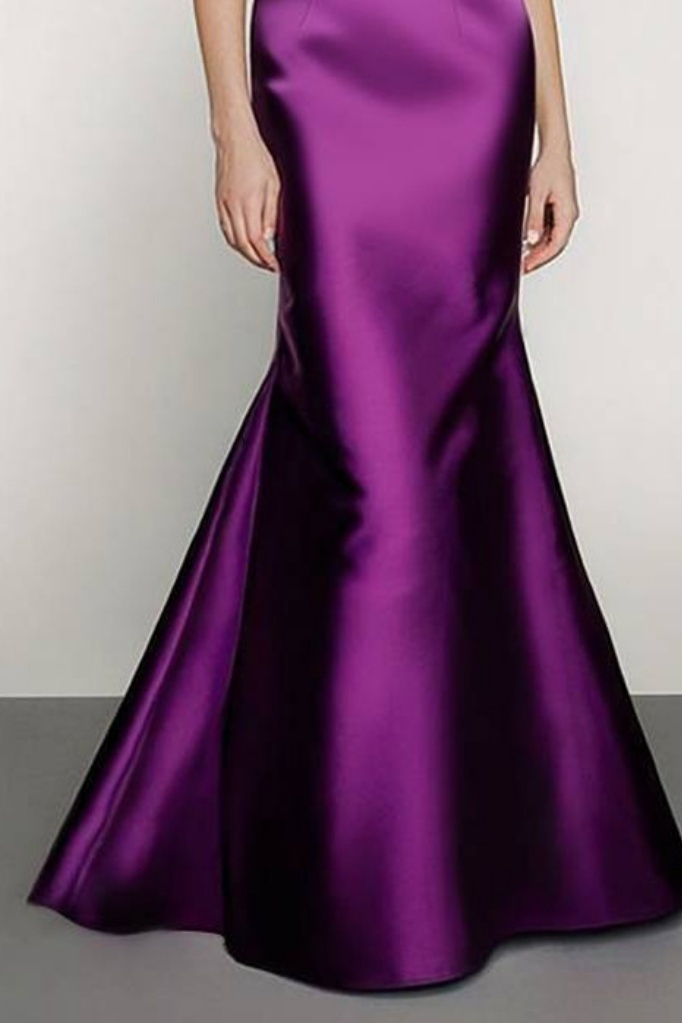 Formal ​Evening Dress Purple Satin Off Shoulder Mermaid Maxi Dress