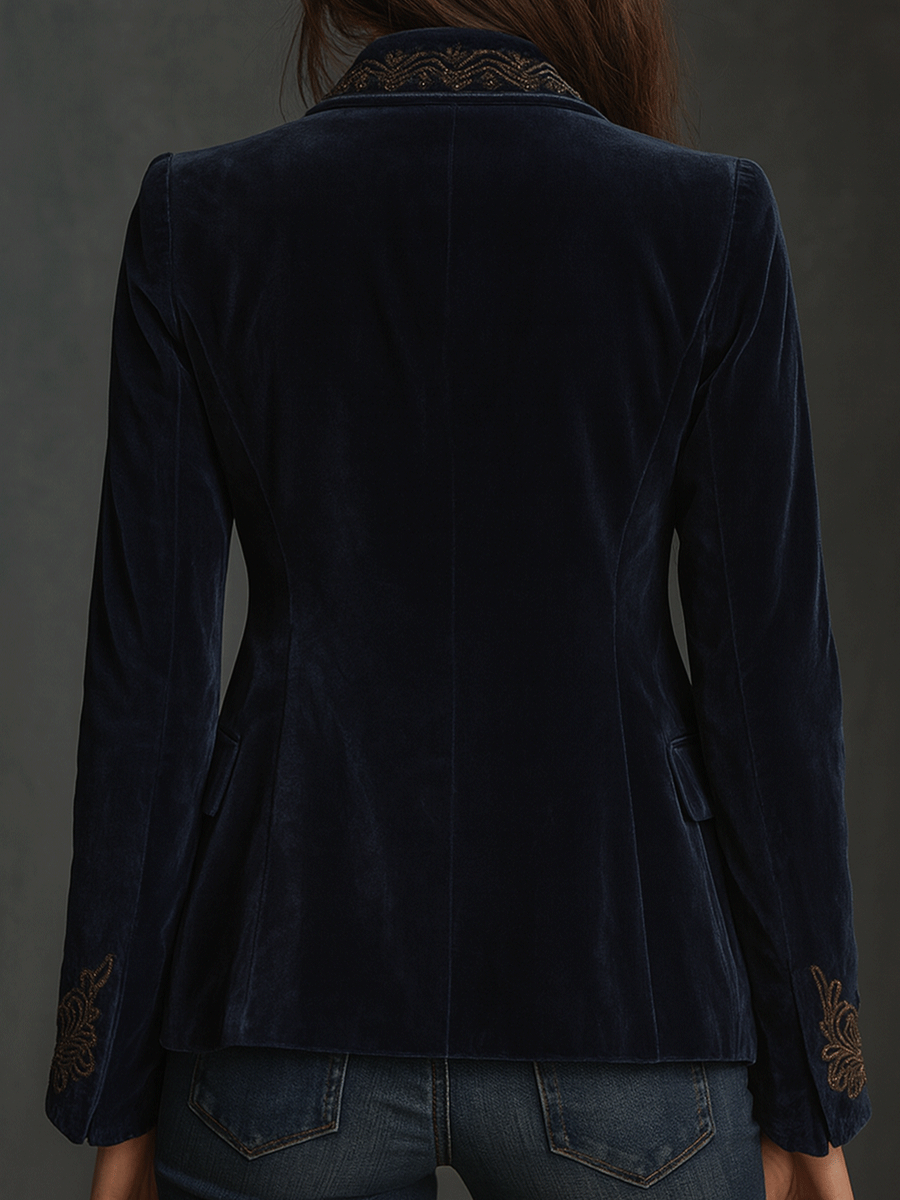 Midnight Velvet Embroidered Blazer