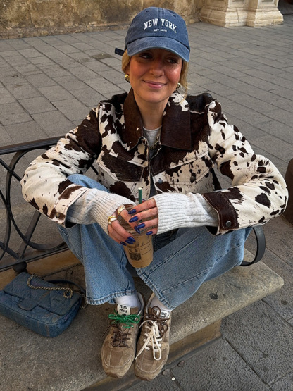 Women's fashionable and personalized irregular printed jacket