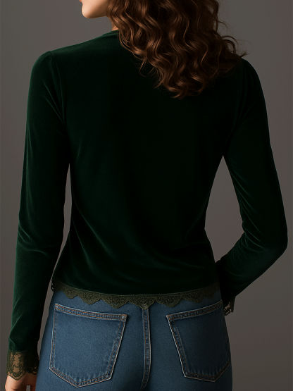 Floral Embroidered Velvet Shirt