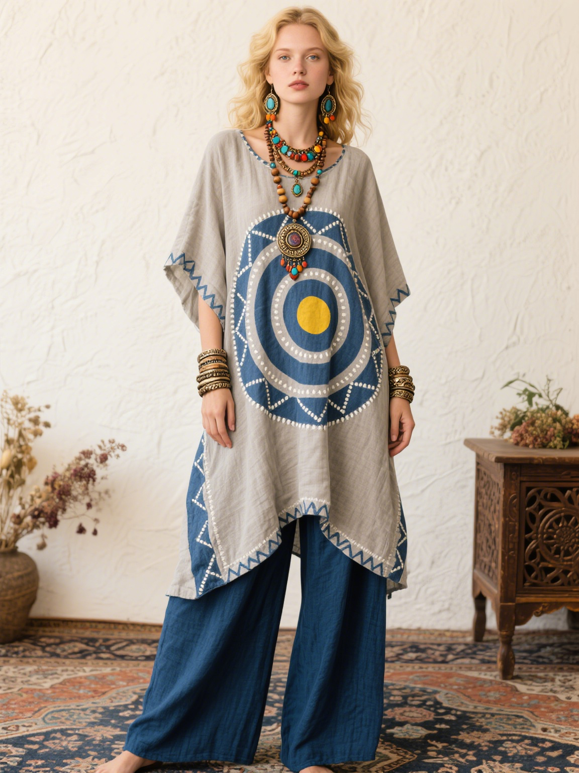 Blue Ring Creative Retro Style Loose Set