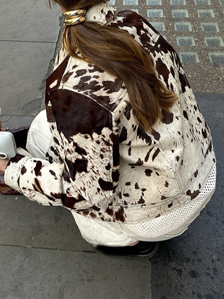 Lapel Printed Long-Sleeved Single-Breasted Personalized Jacket