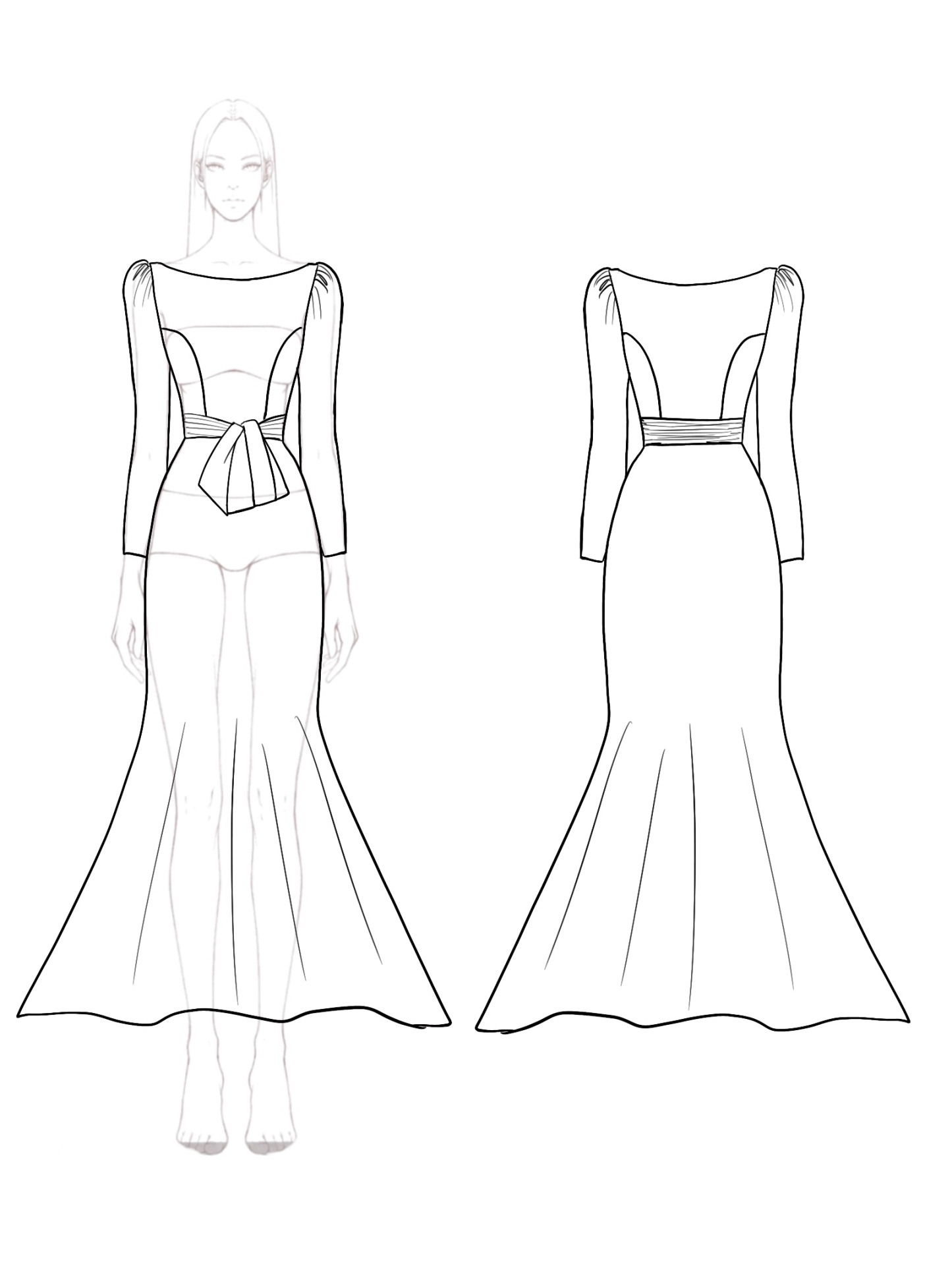 White Satin Dress Wedding Guest Bow Knot Mermaid Maxi Dress