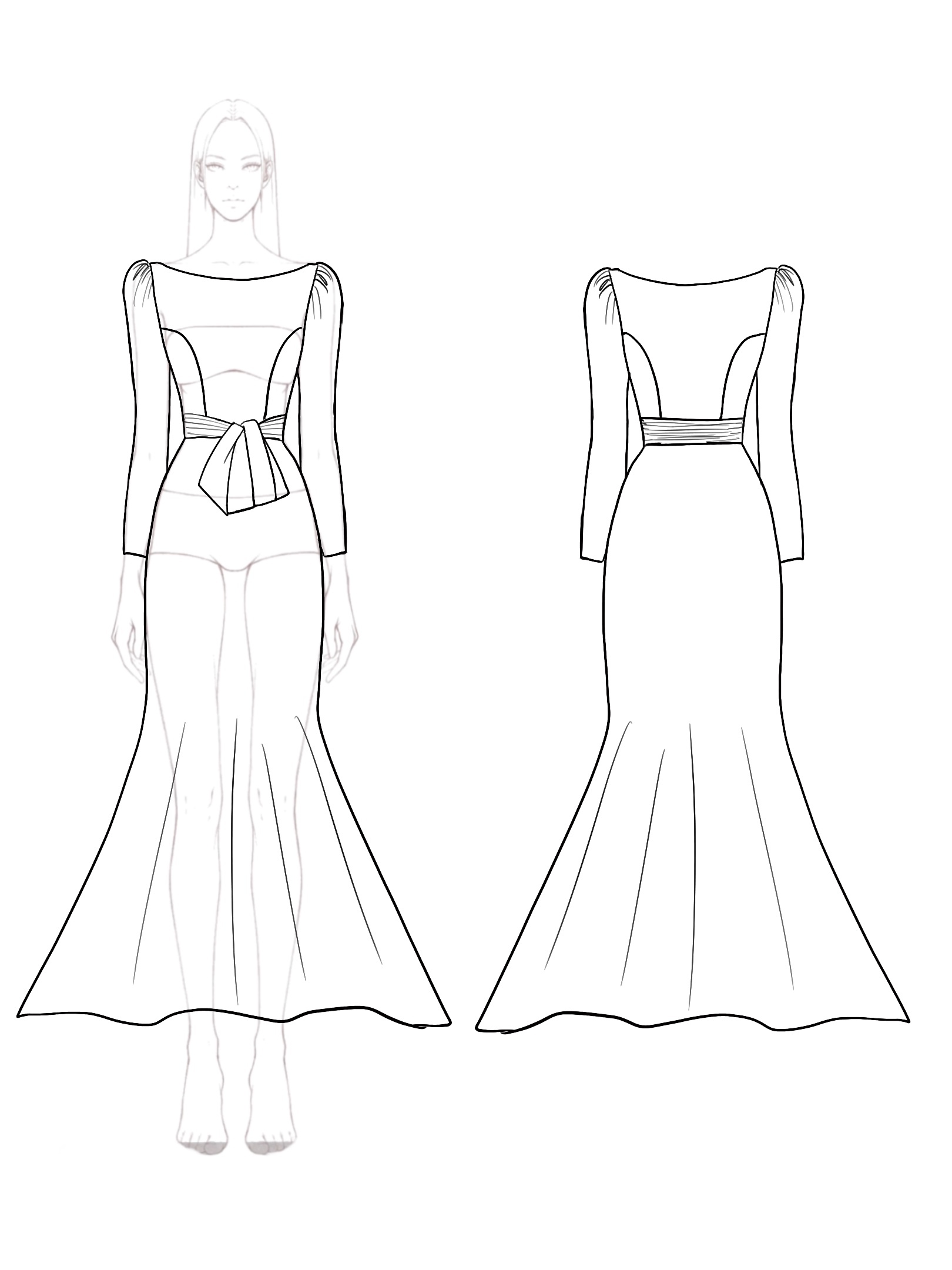 White Satin Dress Wedding Guest Bow Knot Mermaid Maxi Dress